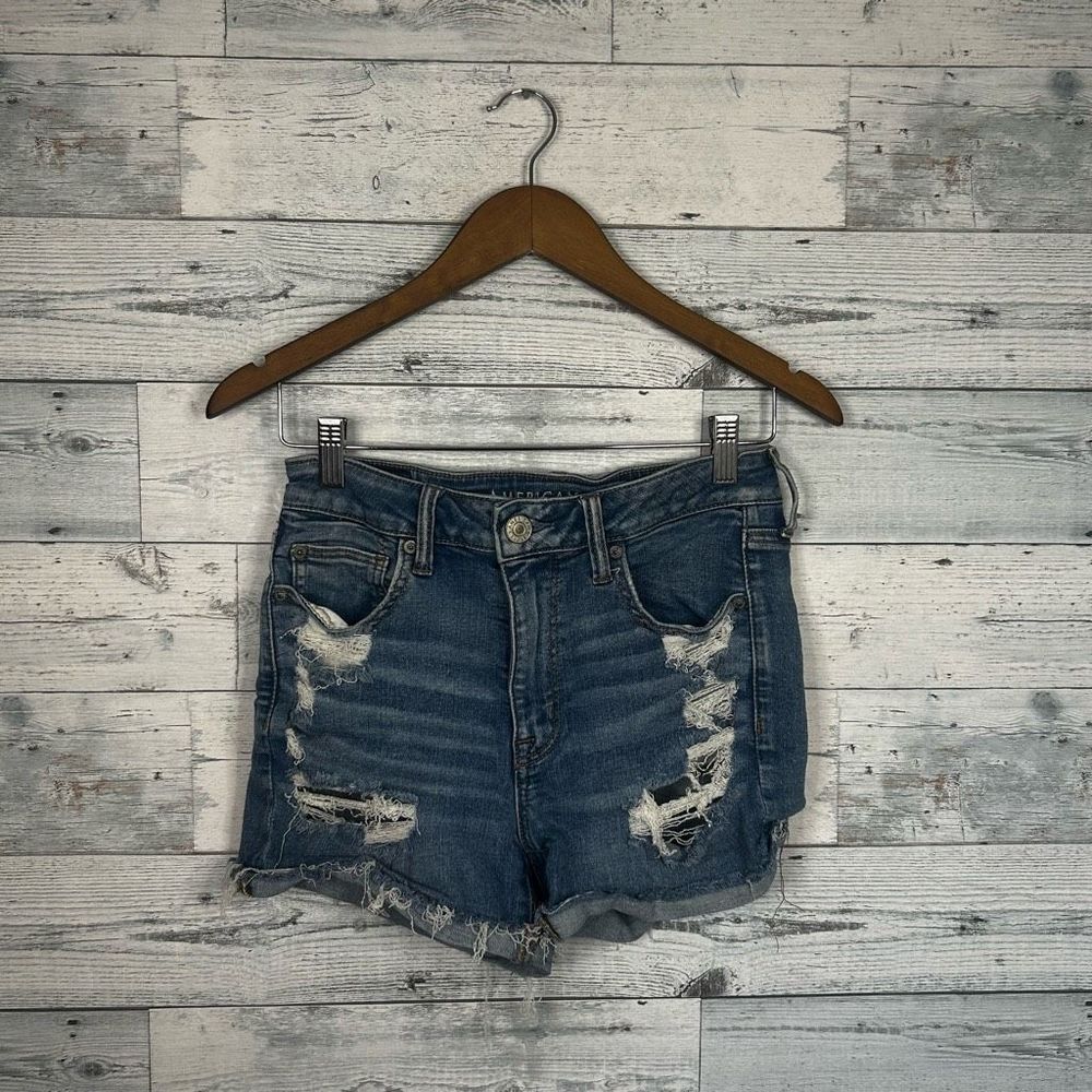 American Eagle Women's NE(X)T Level Stretch High-rise Shortie Short Blue Size 8